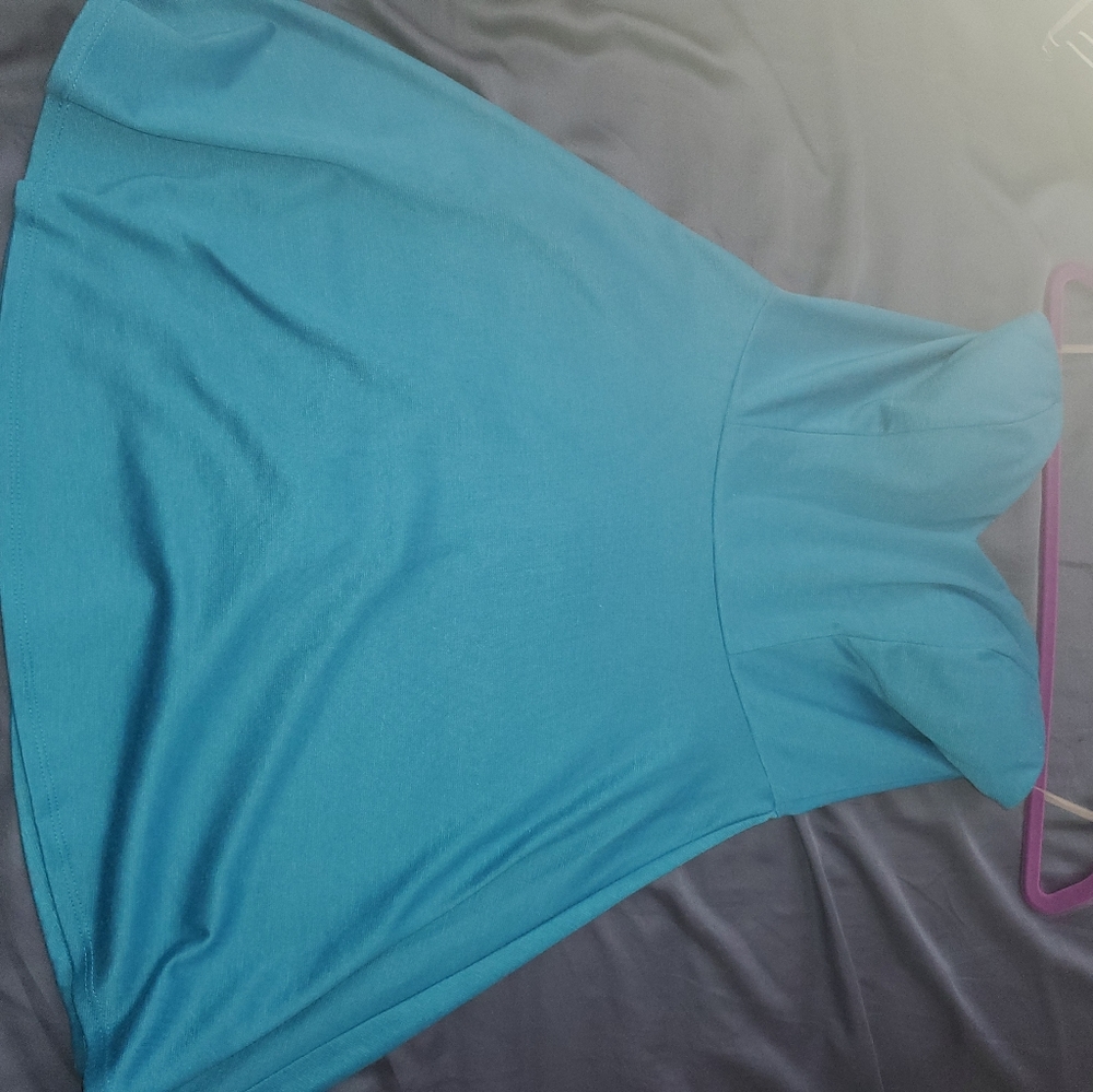Blue strapless dress